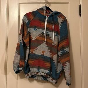 Aztec/ native print zip up hoodie